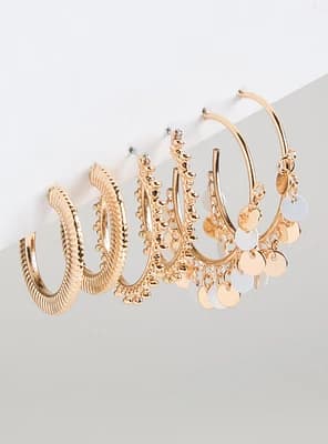 Beaded Hoop Earring Set