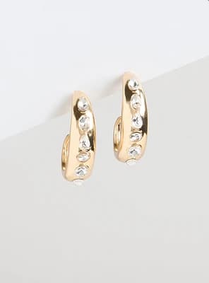 Stone Oval Hoop Earrings