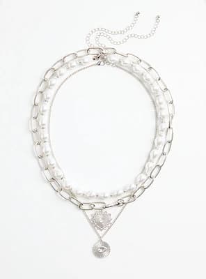 Pearl Disc Layered Necklace