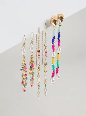 Beaded Linear Earring Set