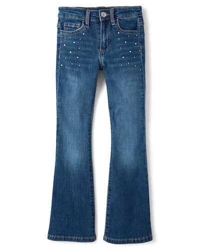 Girls Rhinestone Flare Jeans