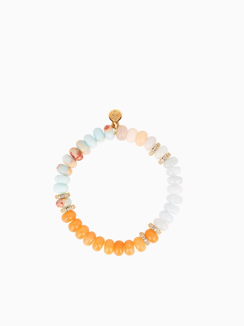 Capri Beaded Bracelet - Peach/Aqua