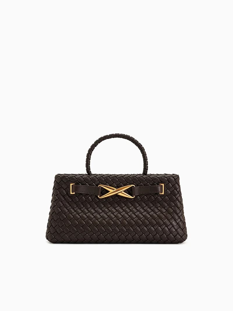 Elora Woven Tote Dark Brown
