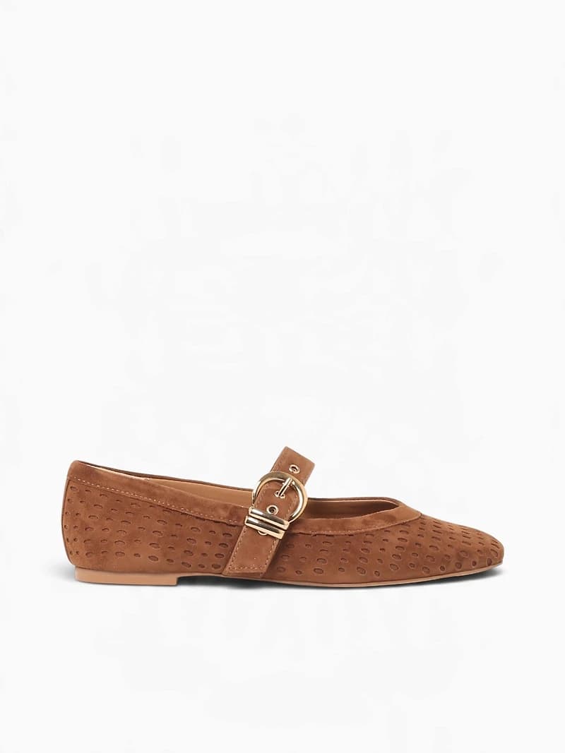 Mikela Cocoa Perforated Suede
