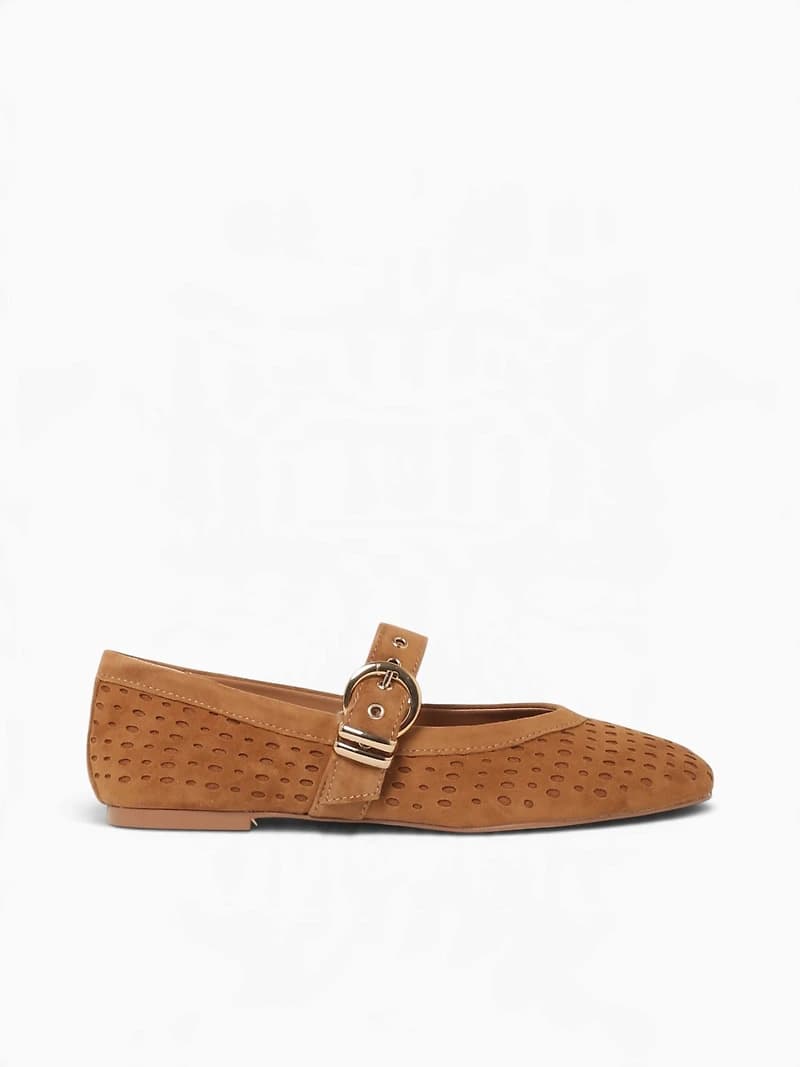 Mikela Lt Brown Perforated Suede