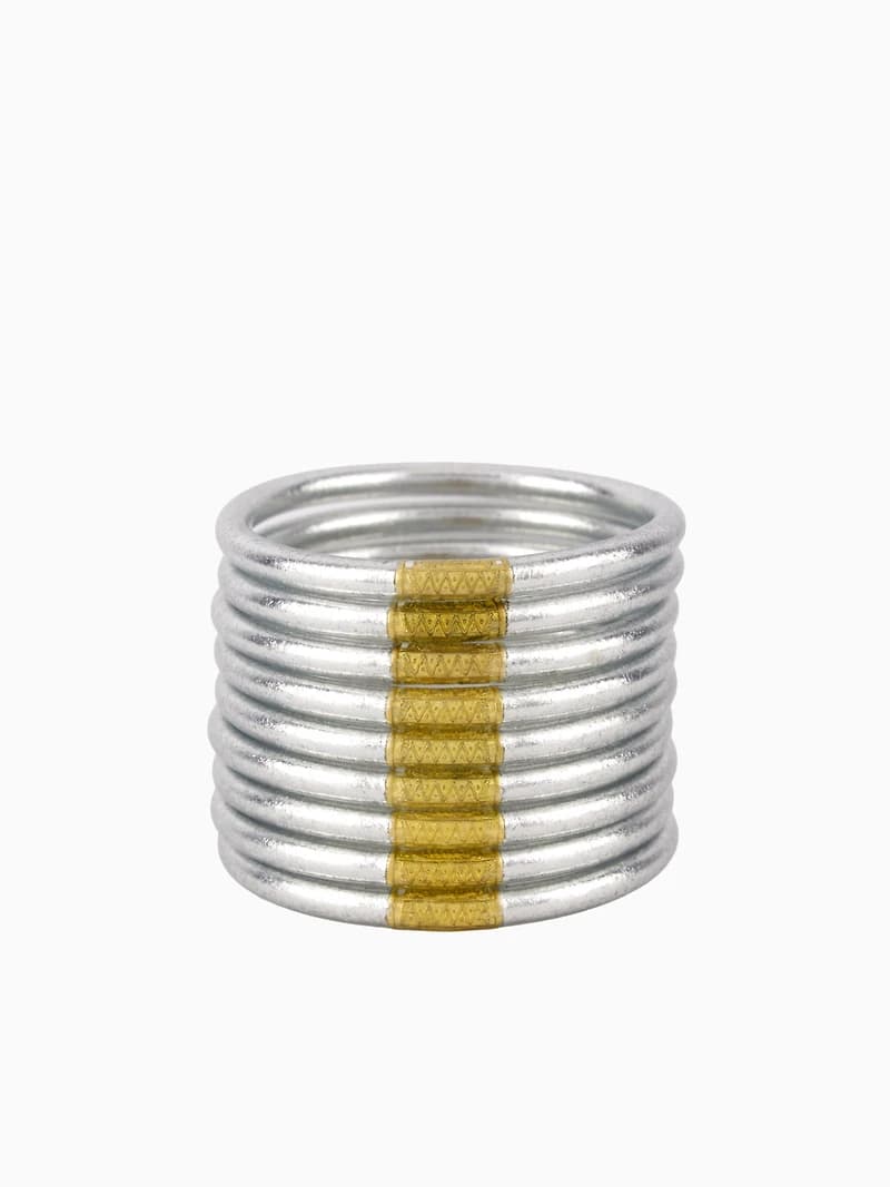 Silver All Weather Bangles (Set of 9) - Serenity Prayer
