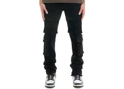 KDNK JEANS KND4799 JET BLACK CARGO BAGGY
